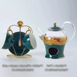 Nordisches Blumentee-Set – Porzellan-Teekanne mit Sieb