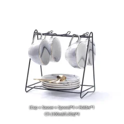 Nordisches Marmor-Teeservice aus Porzellan – elegante Teekanne und Teetassen für Tee und Kaffee