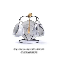 Nordisches Marmor-Teeservice aus Porzellan – elegante Teekanne und Teetassen für Tee und Kaffee