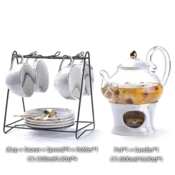 Nordisches Marmor-Teeservice aus Porzellan – elegante Teekanne und Teetassen für Tee und Kaffee