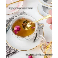 Nordisches Marmor-Teeservice aus Porzellan – elegante Teekanne und Teetassen für Tee und Kaffee