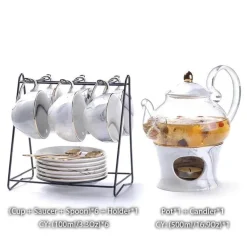 Nordisches Marmor-Teeservice aus Porzellan – elegante Teekanne und Teetassen für Tee und Kaffee