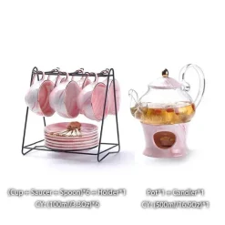 Nordisches Marmor-Teeservice aus Porzellan – elegante Teekanne und Teetassen für Tee und Kaffee