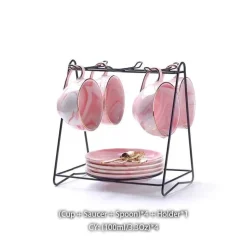 Nordisches Marmor-Teeservice aus Porzellan – elegante Teekanne und Teetassen für Tee und Kaffee