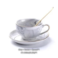 Nordisches Marmor-Teeservice aus Porzellan – elegante Teekanne und Teetassen für Tee und Kaffee