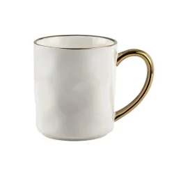 Nordisches Tassenset mit Goldrand – Elegante Kaffeetassen aus Keramik mit Henkeln