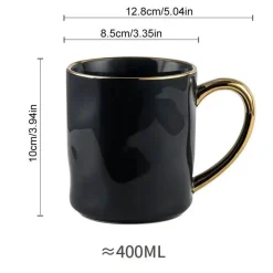 Nordisches Tassenset mit Goldrand – Elegante Kaffeetassen aus Keramik mit Henkeln