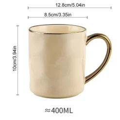 Nordisches Tassenset mit Goldrand – Elegante Kaffeetassen aus Keramik mit Henkeln