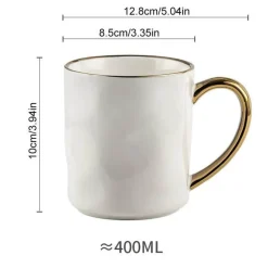 Nordisches Tassenset mit Goldrand – Elegante Kaffeetassen aus Keramik mit Henkeln