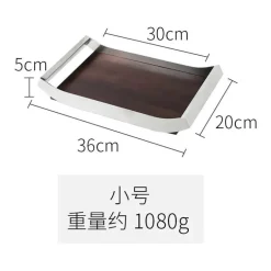 Nordisches Teetablett aus Edelstahl und Walnussholz – moderner Servierteller