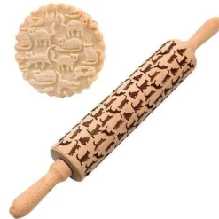 Nudelholz in Schneeflockenform – Plätzchenbackwerkzeug aus Holz für das Backen an Feiertagen