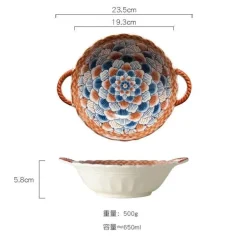 Nudelschüssel aus Keramik mit Griff – mikrowellengeeignet, 700 ml, Küchengeschirr