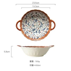 Nudelschüssel aus Keramik mit Griff – mikrowellengeeignet, 700 ml, Küchengeschirr