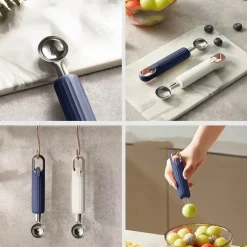 Obstausstecher und Eisportionierer aus Edelstahl – Werkzeug mit doppeltem Verwendungszweck