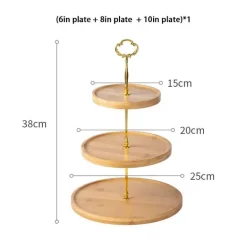 Obstkuchenständer-Set aus Bambus – Eleganter Dessertteller aus Holz für Snacks und Leckereien