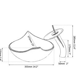 Ovales Aufsatzwaschbecken aus gehärtetem Glas mit Wasserfall-Wasserhahn-Kombination