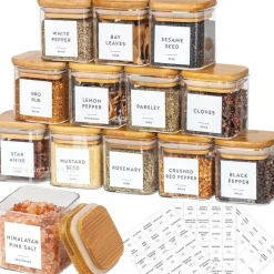 5oz Vorratsgläser aus Glas mit Bambusdeckel für Tee- und Kaffeebohnen