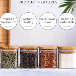 5oz Vorratsgläser aus Glas mit Bambusdeckel für Tee- und Kaffeebohnen