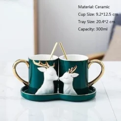 Paar 3D Keramiktassen-Set - Süße Liebestassen