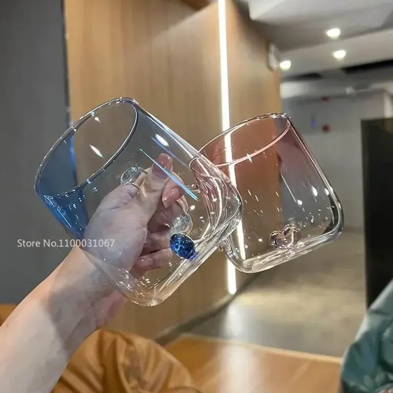 Paar-Glasbecher - Romantisches Trinkgeschirr mit Farbverlauf, 2er-Set
