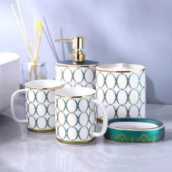 Palazzo Collection Elegant Shower Curtain Set with Coordinating Bathroom Accessories