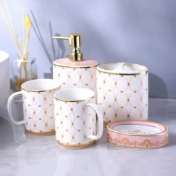 Palazzo Collection Elegant Shower Curtain Set with Coordinating Bathroom Accessories