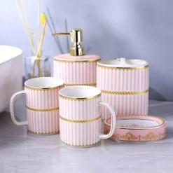 Palazzo Collection Elegant Shower Curtain Set with Coordinating Bathroom Accessories