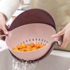 Pastellfarbene Doppel-Abtropfkorbschüssel – Küchensieb und Servierschale
