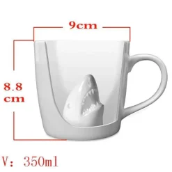 Personalisierte 3D-Kaffeetasse mit Hai-Attacke – Keramiktasse für das Homeoffice