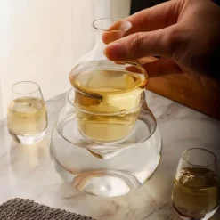 Pfauenblaues Sake-Krug-Set – Elegante Kristallweingläser, Sake-Topf