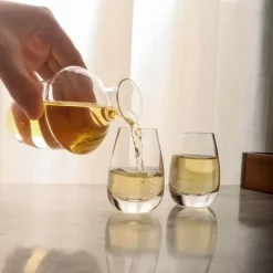 Pfauenblaues Sake-Krug-Set – Elegante Kristallweingläser, Sake-Topf