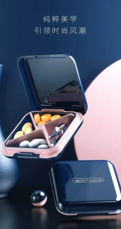 Pillendose mit 4 Fächern – Reisekapselhülle für Medikamente