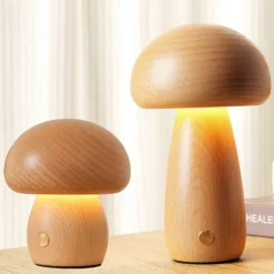 Pilzlampe aus Massivholz - Einzigartige Tischleuchte