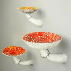 Pilz-Wandregal - Schwebendes Harzdekor