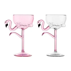 Pinke Flamingo-Cocktailgläser – transparentes Trinkgeschirr für Partys
