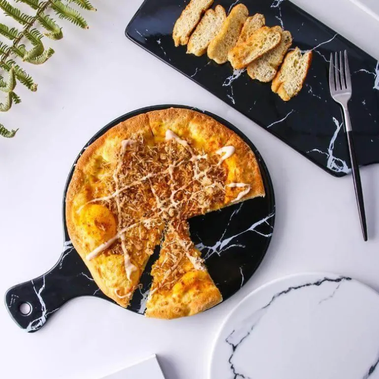 Pizzateller mit Marmorstreifen – Luxuriöses Keramikgeschirr