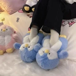 Plüsch-Hausschuhe „Happy Penguins“ – bequemes, gemütliches Schuhwerk