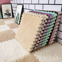 Plüschige Winter-Puzzlematte - Weiche DIY-Spielmatte