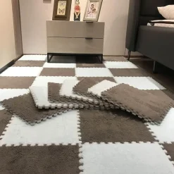 Plüschige Winter-Puzzlematte - Weiche DIY-Spielmatte