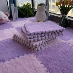 Plüschige Winter-Puzzlematte - Weiche DIY-Spielmatte