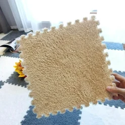 Plüschige Winter-Puzzlematte - Weiche DIY-Spielmatte