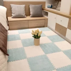 Plüschige Winter-Puzzlematte - Weiche DIY-Spielmatte