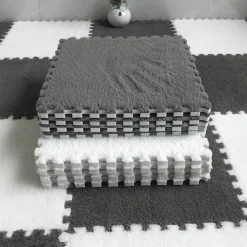 Plüschige Winter-Puzzlematte - Weiche DIY-Spielmatte