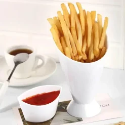 Pommes-Frites-Halter mit Soßenbechern - Snack- und Dip-Behälter