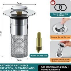 Pop-up-Spülbeckensieb – Abflussabdeckung gegen Verstopfung