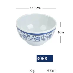 Porzellan-Geschirrset - Blau-weißes Imitationsgeschirr