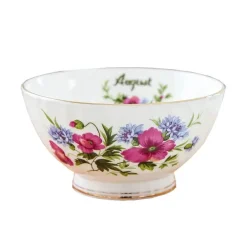 Porzellanschüssel-Set mit Blumenmuster, Goldrand, Monatsthema, 4er-Set