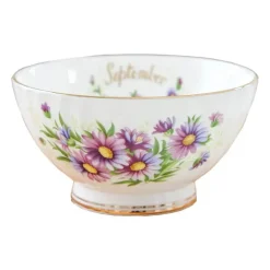 Porzellanschüssel-Set mit Blumenmuster, Goldrand, Monatsthema, 4er-Set