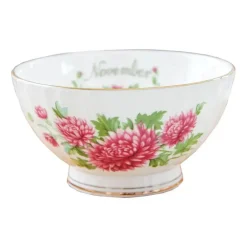 Porzellanschüssel-Set mit Blumenmuster, Goldrand, Monatsthema, 4er-Set