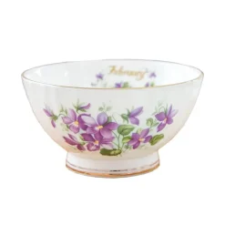 Porzellanschüssel-Set mit Blumenmuster, Goldrand, Monatsthema, 4er-Set